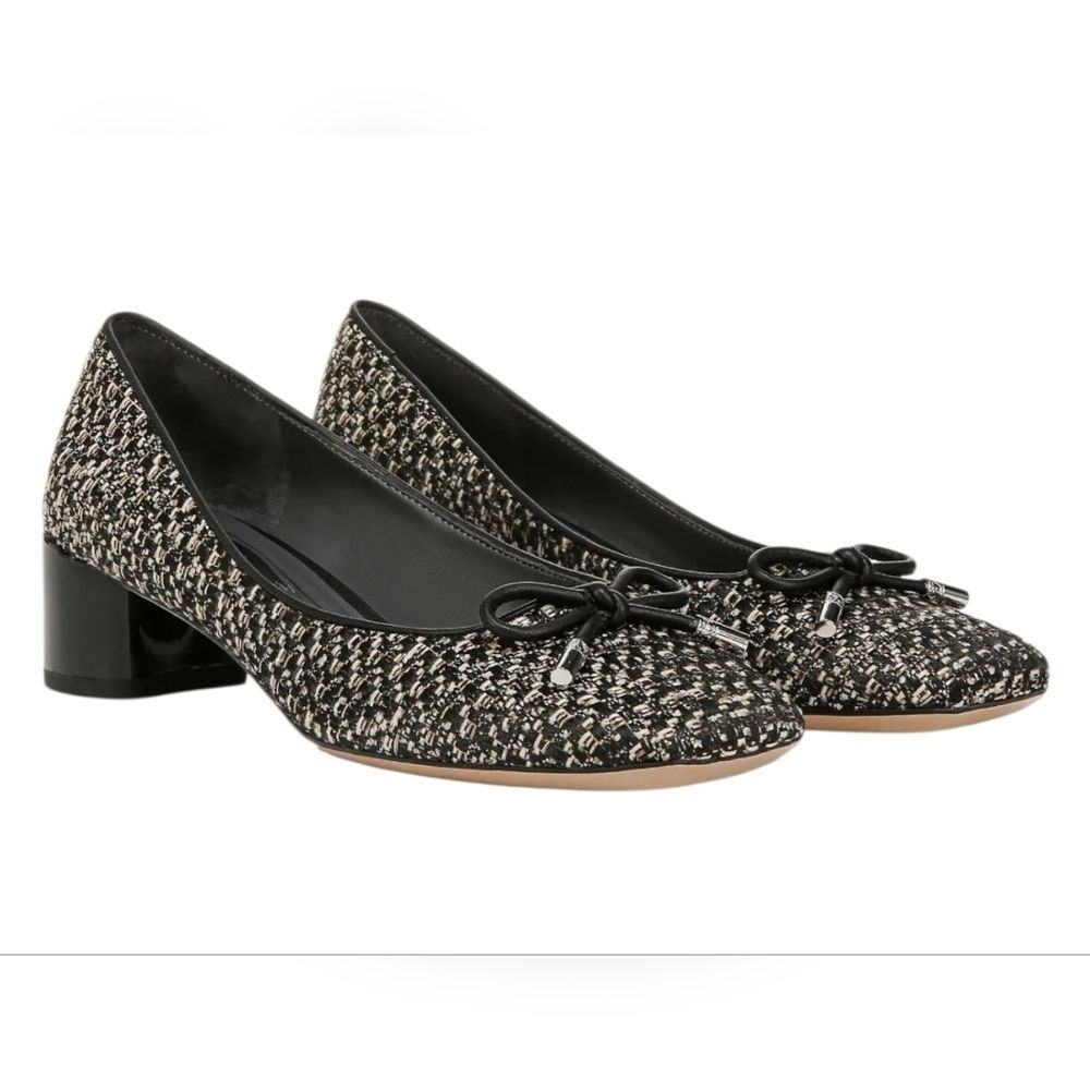 Franco Sarto Natalia Pumps Black Tweed W/ Bows